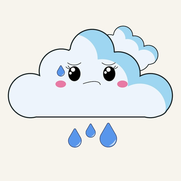 Vector gratis de dibujo animado nube lloviendo