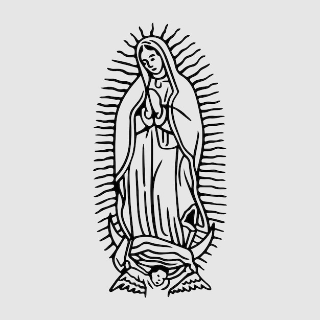 Vector Gratis Diseño de tema de ilustración simple para conmemorar a la virgen de guadalupe.