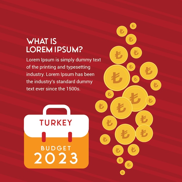 Vector gratis - Moneda de moneda lira turca dorada, concepto de presupuesto anual y moneda mundial