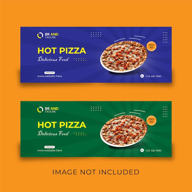 Vector gratis de pizza deliciosa plantilla de banner de portada de facebook