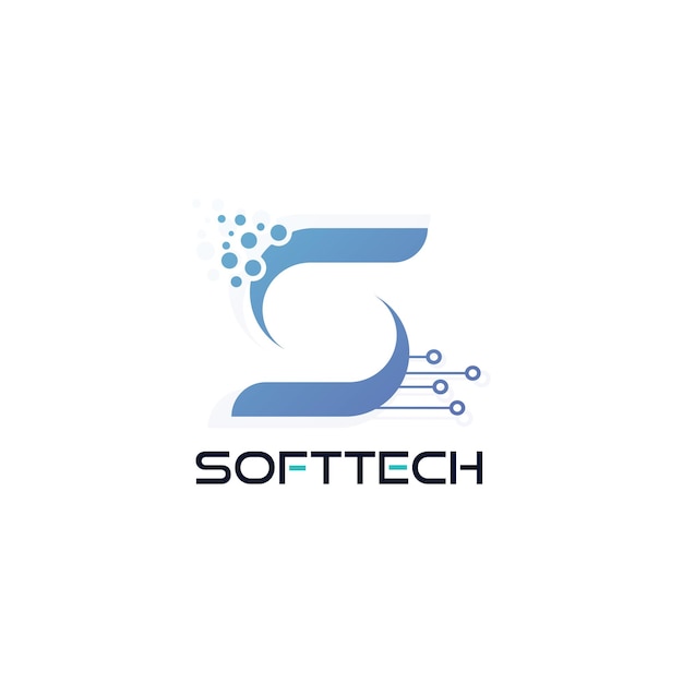 Vector Gratis Plantilla de vector de diseño de logotipo Softtech letra S Icono de concepto de logotipo empresarial