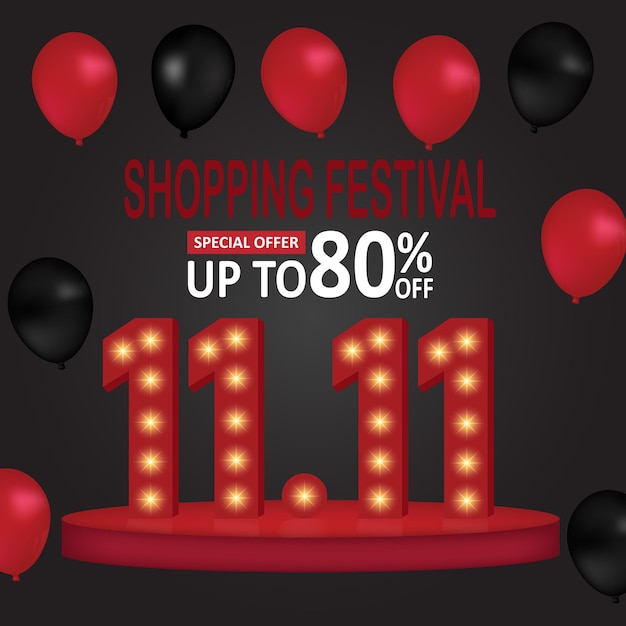 Vector gratuito 1111 Diseño de cartel o folleto de venta de compras en línea