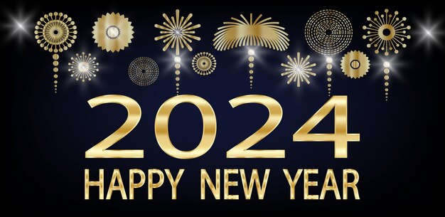 Vector gratuito 2024 Diseño de carteles de felicitaciones de Feliz Año Nuevo