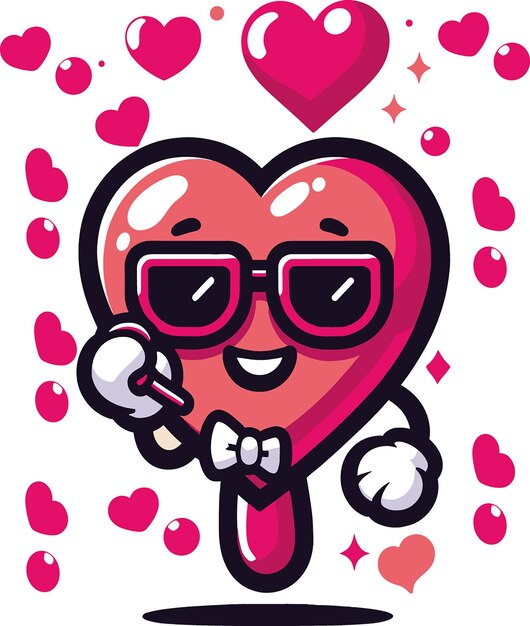 Vector vector gratuito día de san valentín dibujos animados chica groovy lollipop amor de dulces