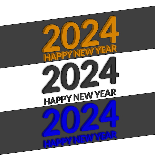 Vector vector gratuito feliz año nuevo 2024 estilo de texto 3d