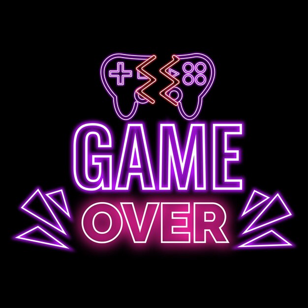 Vector gratuito de juego sobre texto de neón para descargar juego sobre letrero de neón juego sobre diseño de anuncios