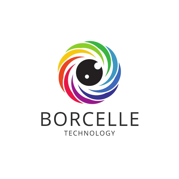 Vector gratuito multicolor logotipo corporativo minimalista de la tecnología de la cámara arco iris