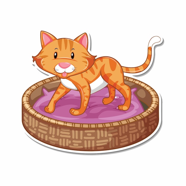 vector gratuito una plantilla de pegatina de un personaje de dibujos animados de gato
