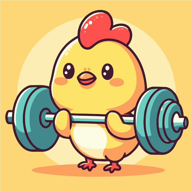 Vector gratuito pollo lindo con manivela Ilustración de icono vectorial de estilo de dibujos animados