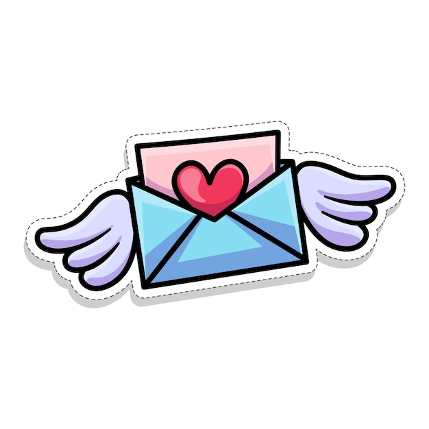 Vector gratuito de San Valentín con etiqueta temática mensaje de amor alado