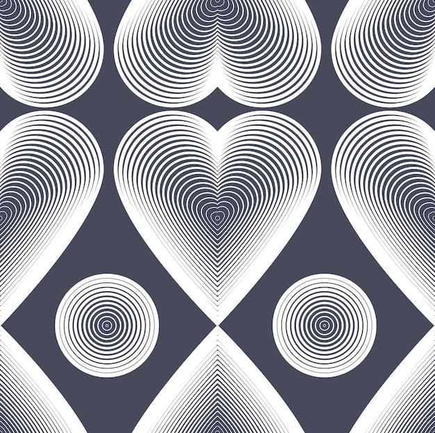 Vector gris abstracto geométrico de patrones sin fisuras, hermoso adorno de tema romántico. Revestimiento gráfico contemporáneo.