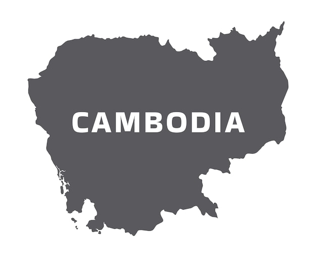 Vector gris del mapa plano simple de Camboya