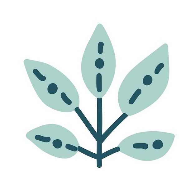 Vector groovy 70s spring branch leaves Ilustración etno floral positiva Fusión plana estética