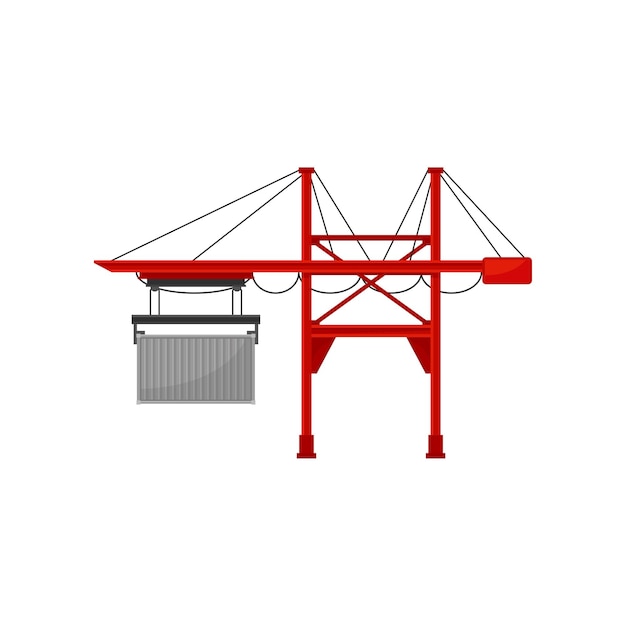 Vector de grúas de puertos industriales y de carga Ilustración aislada sobre un fondo blanco