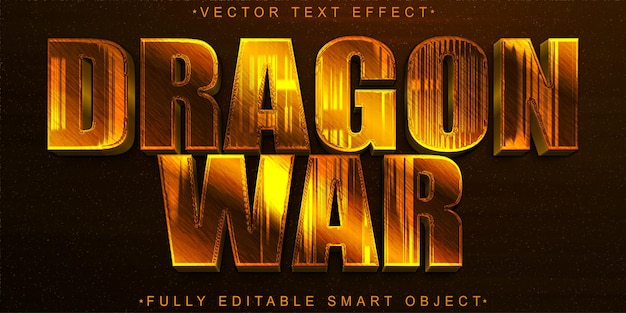 Vector de Guerra del Dragón Naranja Efecto de texto de objeto inteligente totalmente editable