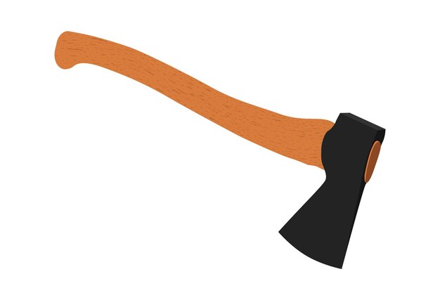 Vector de hacha con un mango de madera sobre un fondo blanco
