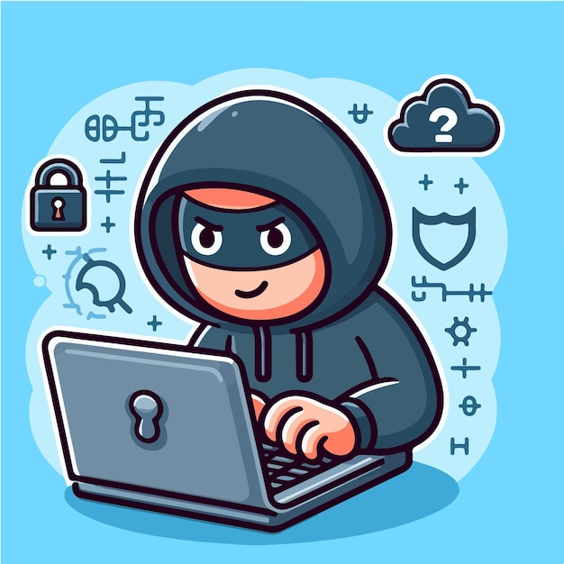 Vector Hacker gratuito Estilo de icono de la computadora portátil de funcionamiento