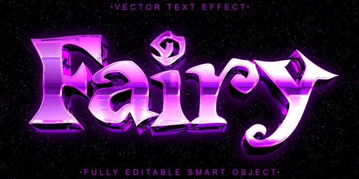 Vector vector de hadas de dibujos animados totalmente editable objeto inteligente efecto de texto