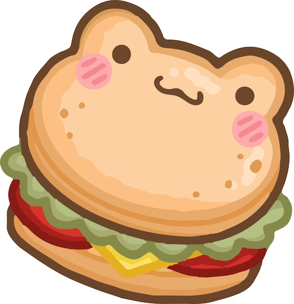 un vector de hamburguesa en forma de rana dibujada a mano