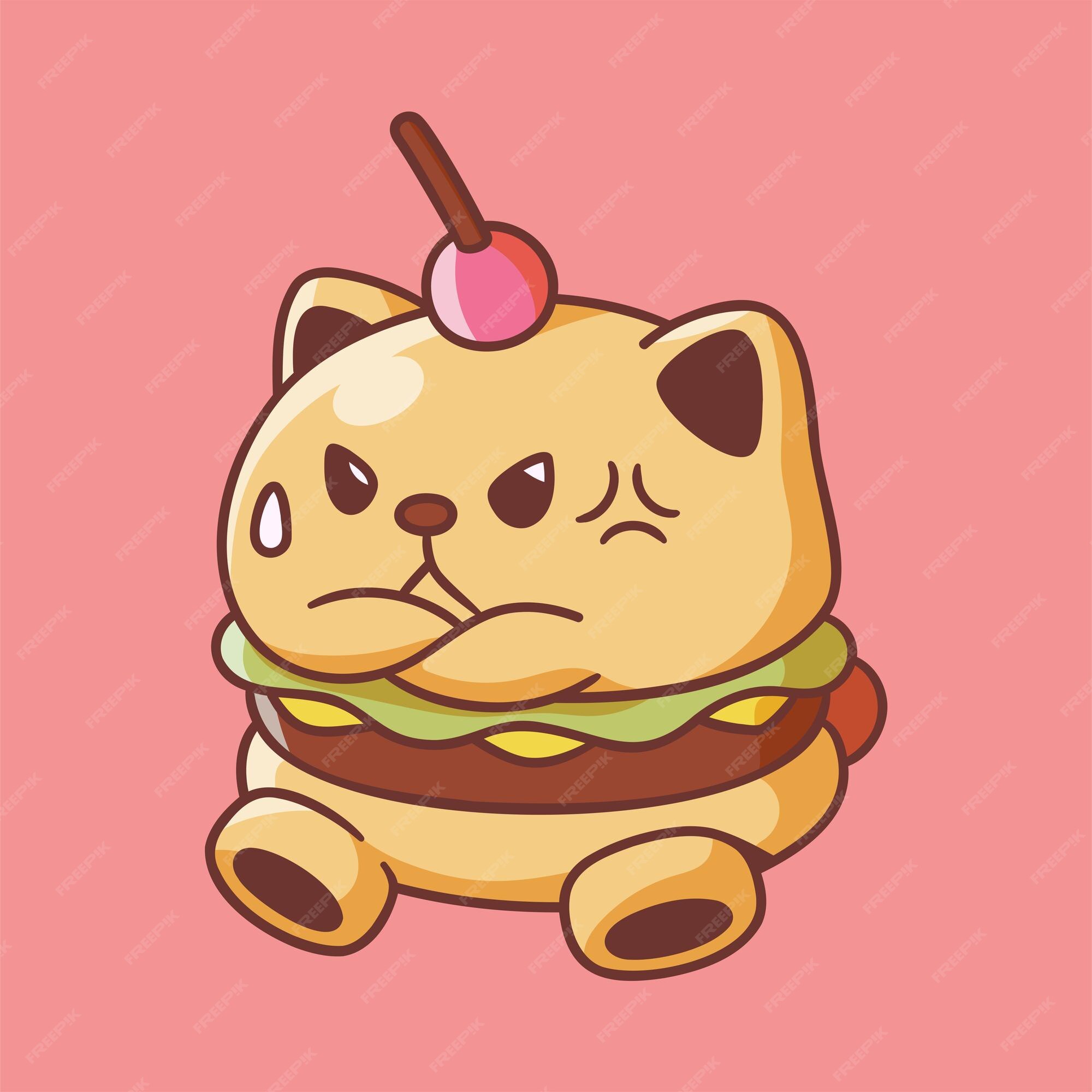 Vetor de Hamburguesa gato kawaii, hamburguesa en forma de gato