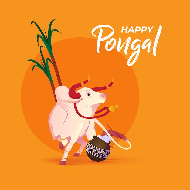 vector happy pongal festival diseño de fondo artístico vector