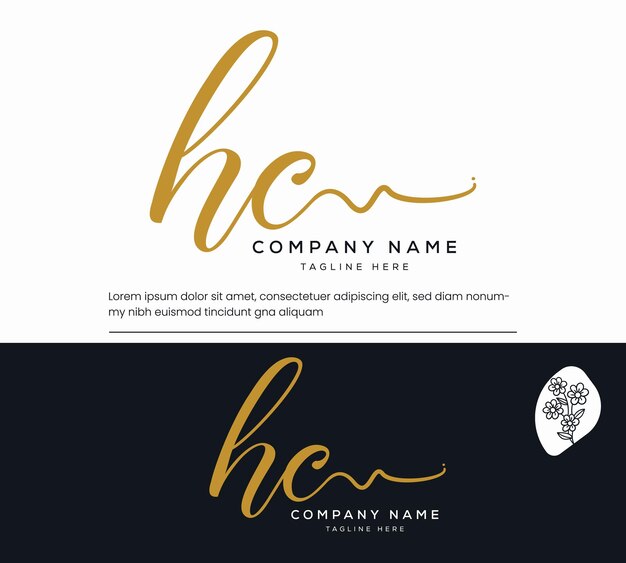 Vector hc logotipo inicial de escritura a mano femenina