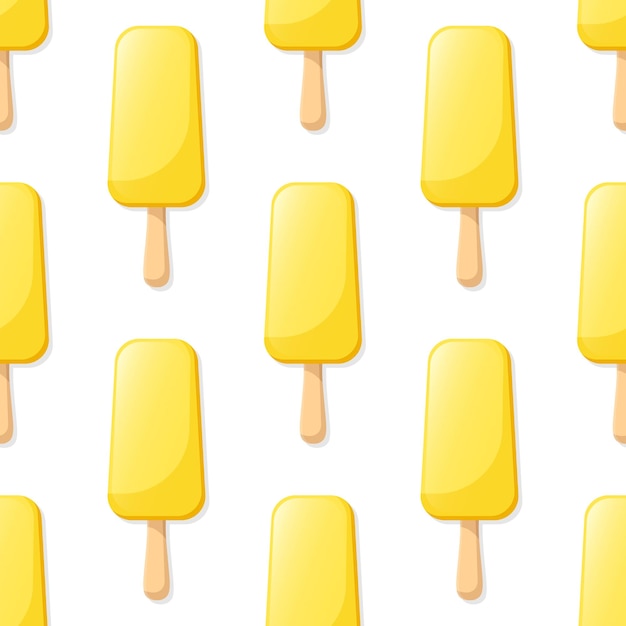 Vector de helado de frutas patrón sin costuras esquimal amarillo sobre fondo blanco