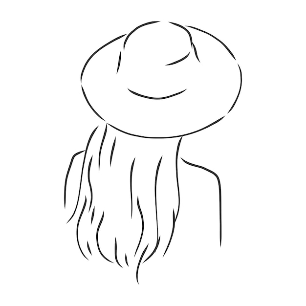 Vector hermosa chica en una ilustración de dibujo de vector de sombrero