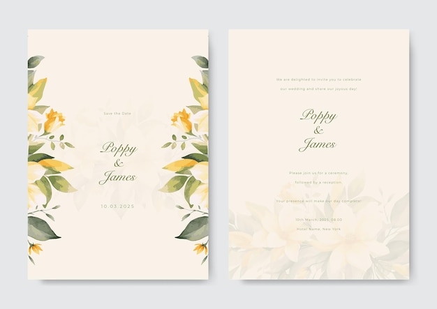 Vector hermosa y elegante tarjeta de invitación de boda floral