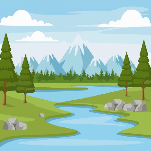 Vector hermosa naturaleza ilustración del paisaje