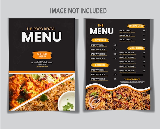 Vector hermosa plantilla de diseño de menú de comida