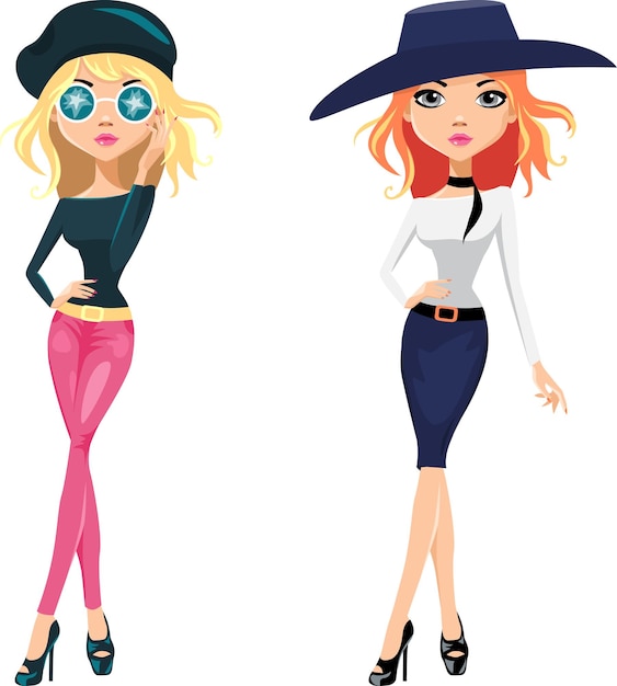 Vector vector hermosas chicas de moda