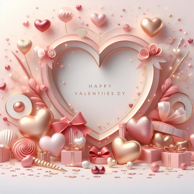 Vector hermoso día de San Valentín saludando con corazones de amor