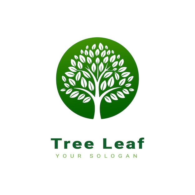 Vector hermoso diseño de logotipo de hoja de árbol