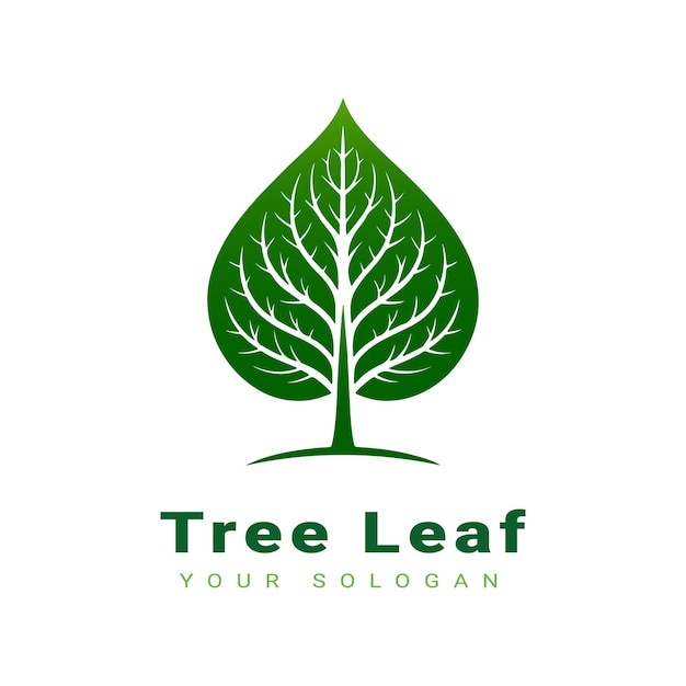 Vector hermoso diseño de logotipo de hoja de árbol