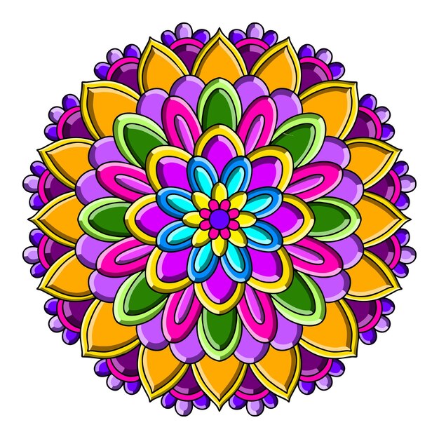 Vector hermoso diseño de mandala de colores