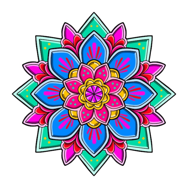 Vector hermoso diseño de mandala de colores