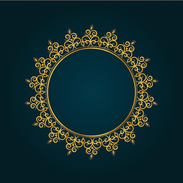 Vector hermoso diseño de marco floral dorado circular
