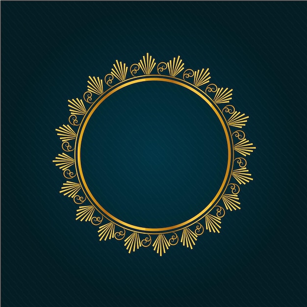 Vector hermoso diseño de marco floral dorado circular