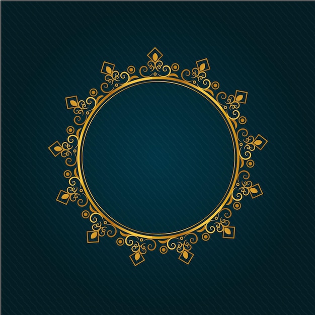 Vector hermoso diseño de marco floral dorado circular