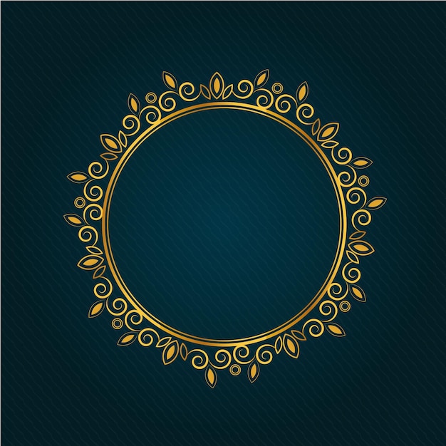 Vector hermoso diseño de marco floral dorado circular