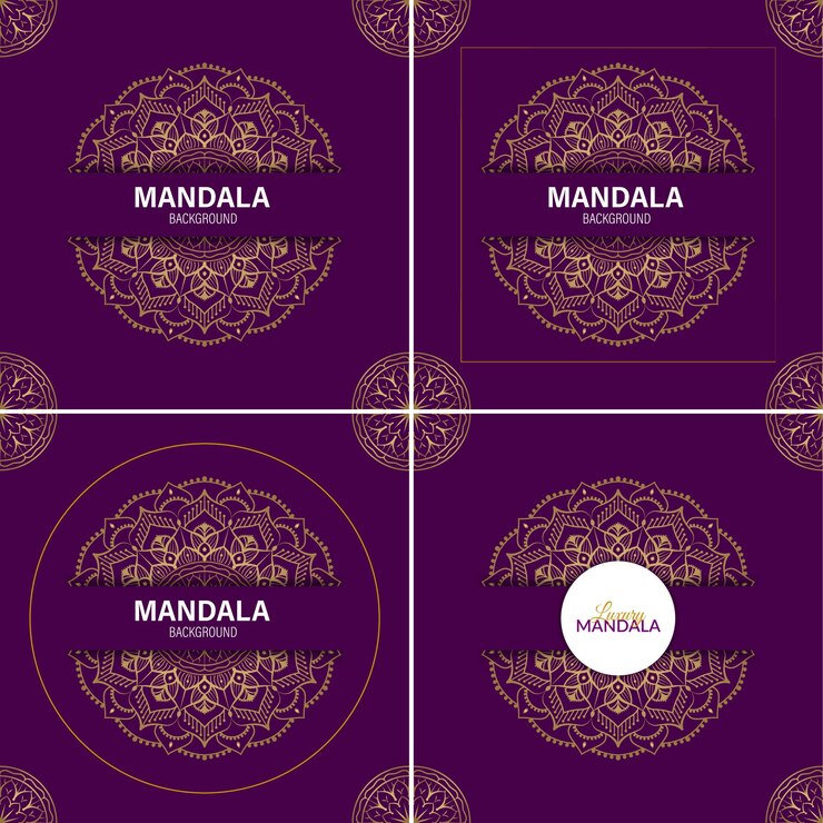 Vector hermoso diseño de patrón de mandala con un fondo violeta