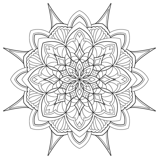 Vector hermoso elemento de diseño estampado Mandala dibujado a mano sobre fondo de acuarela