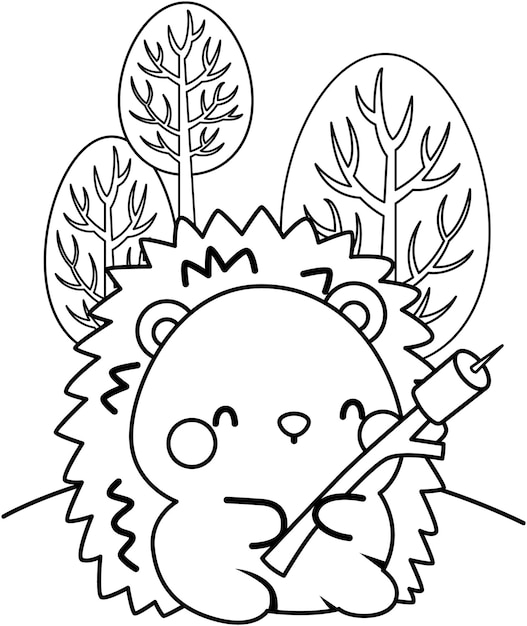 un vector de un hermoso erizo asado malvavisco