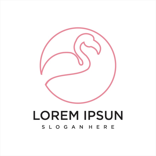 Vector hermoso flamenco con un estilo de diseño de línea simple