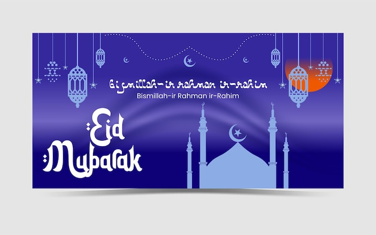 vector hermoso ramadan kareem amplia pancarta y fondo azul