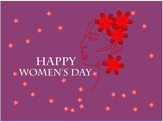 vector hermoso rostro femenino tarjeta de día de la mujer