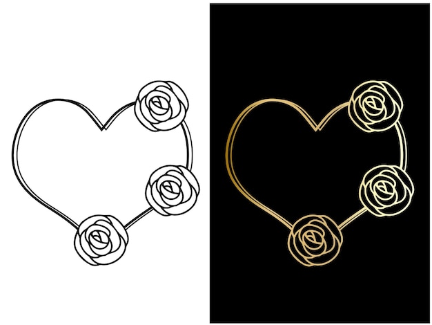 Vector hermosos corazones diseño de borde y marco