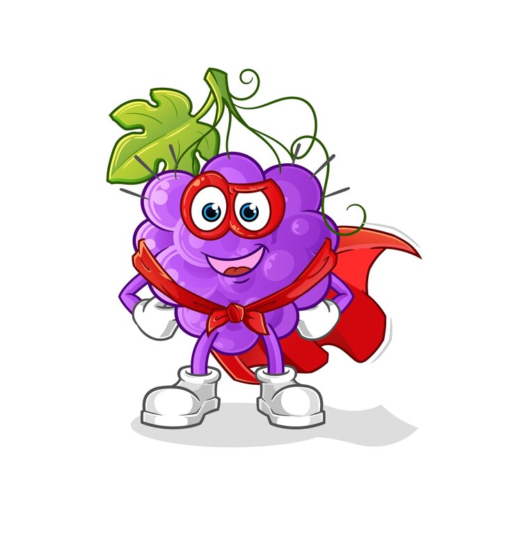 Vector el vector de héroes de la uva. personaje animado