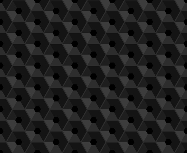 Vector hexagonal negro en relieve de patrones sin fisuras Rejilla hexagonal de plástico fondo oscuro Celda hexagonal con textura sin fin de agujero Patrón geométrico de relleno de página web